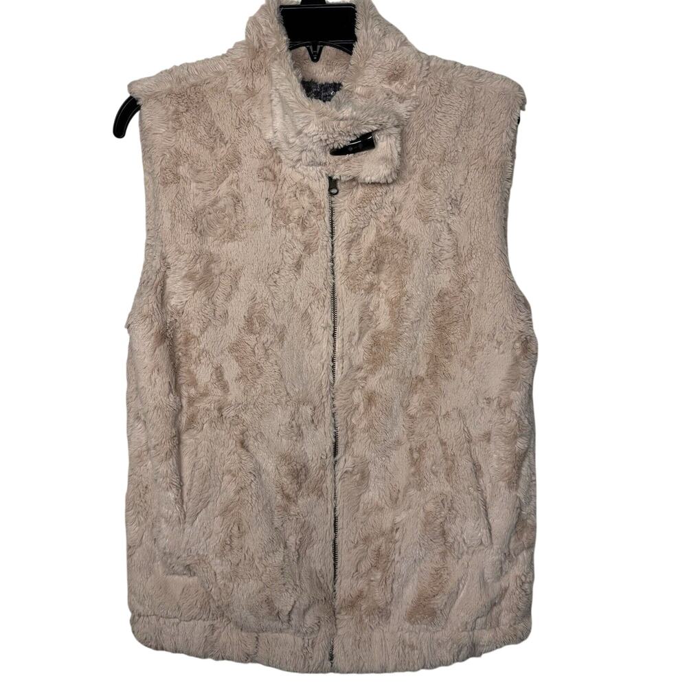Anthropologie Sanctuary Womans Faux Fur Vest Tan Size Small Pockets Lined Soft